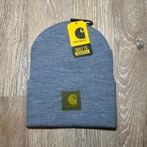 Carhartt Knit Rubber Patch Beanie – Gray – One Size – NWT